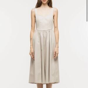 NWT Toit Volant Rita Tank Dress Stone Tan XS Midi Flare Sweetheart  Princess